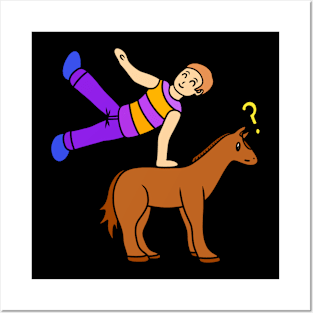 Funny gymnastic pommel horse Posters and Art